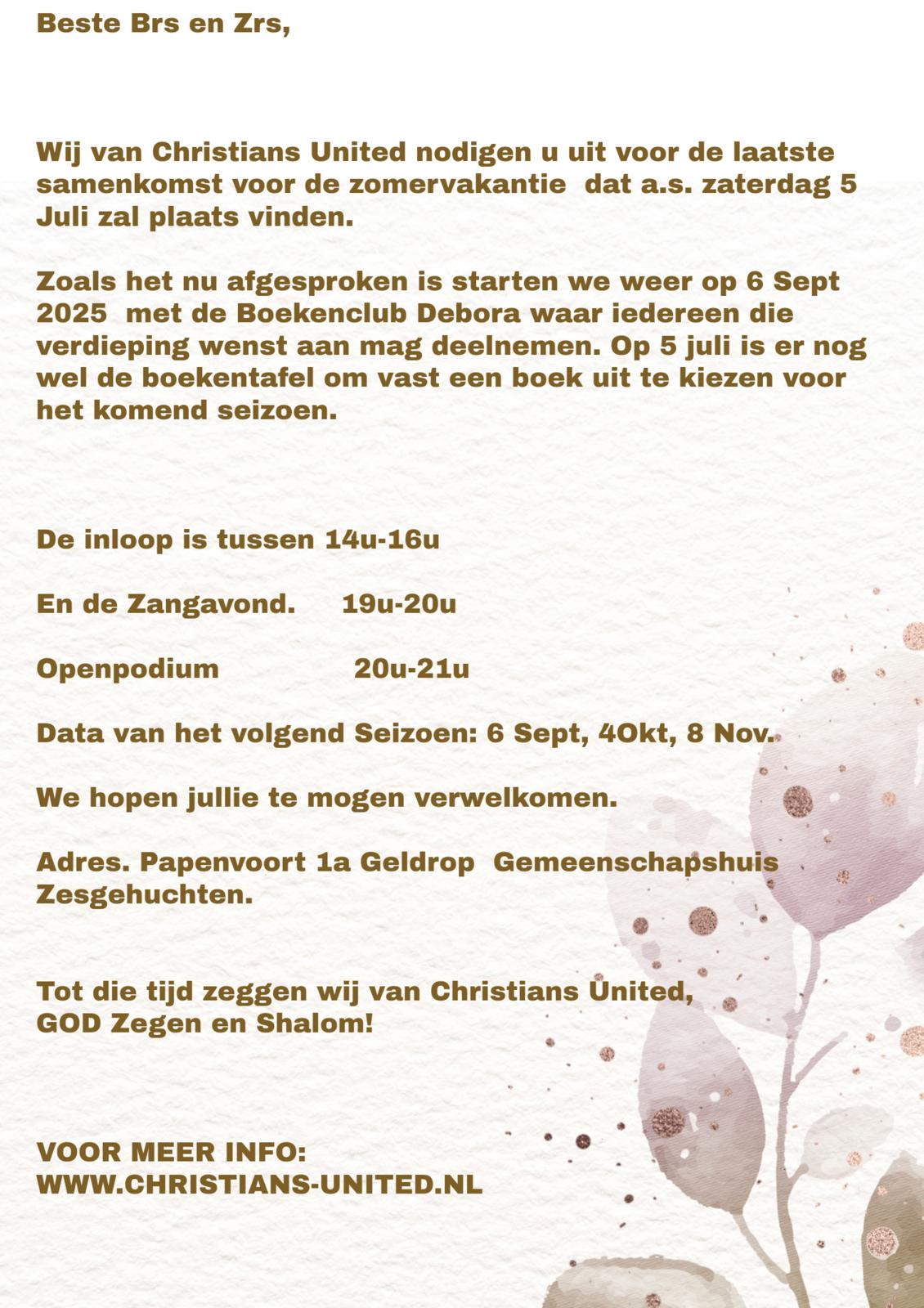Poster voor de vakantie 5 juli 2025