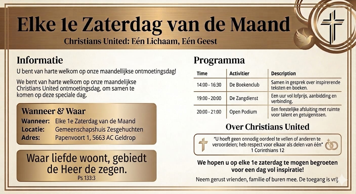 Poster maandelijkse bijeenkomsten 2026