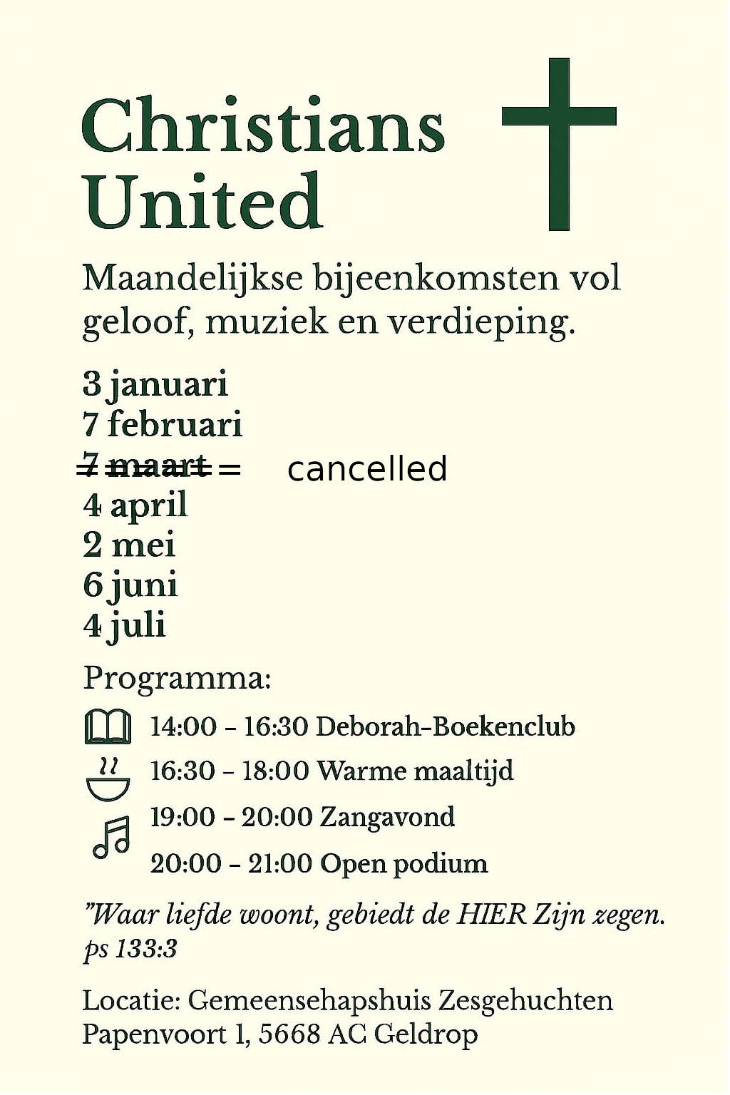 Zangavond 4 april 2026